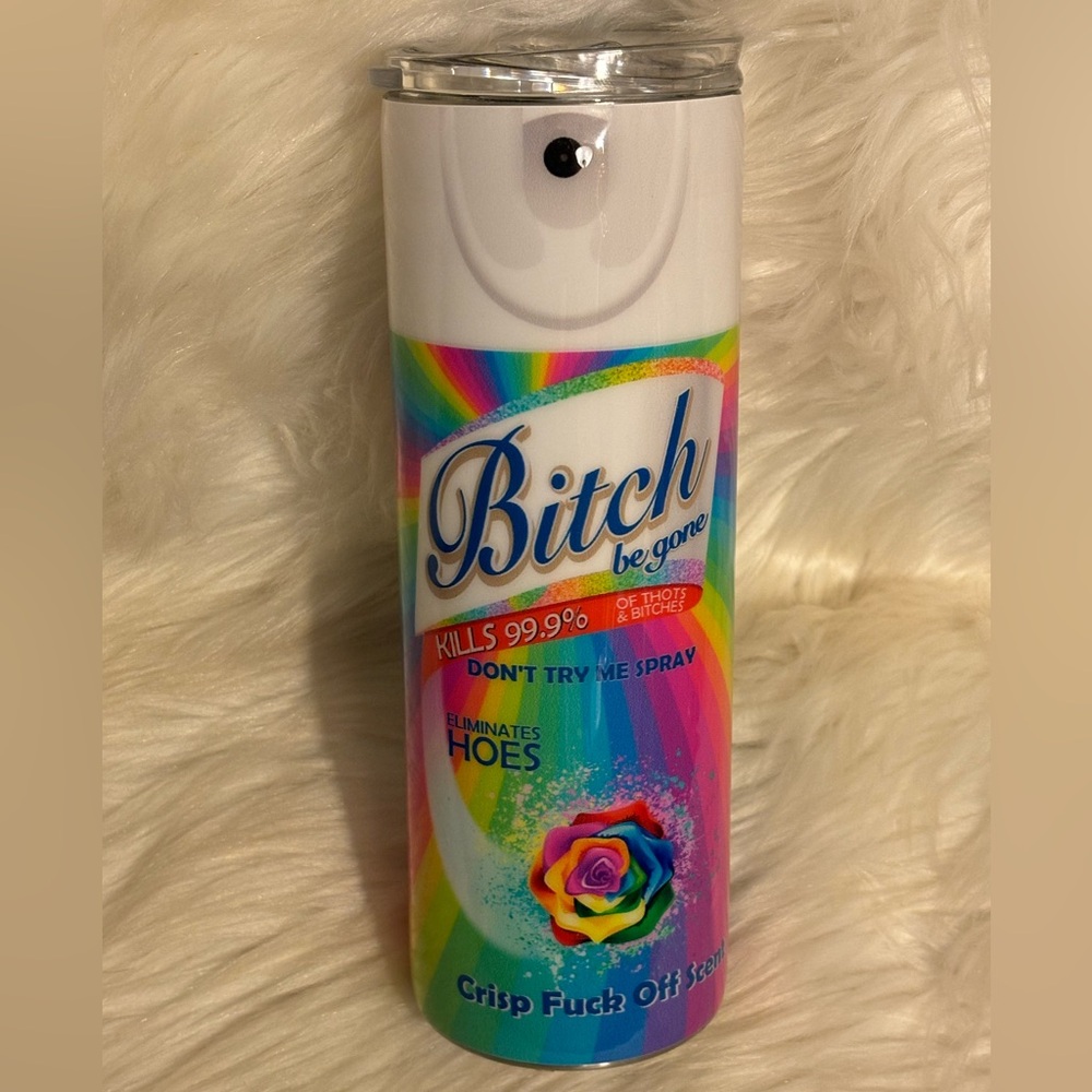 B*tch Off Spray Hot/Cold Stainless Steel 20 oz Tumbler-Rainbow